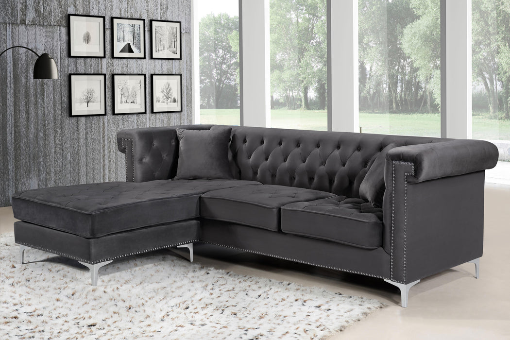 Damian Grey Velvet 2pc. Reversible Sectional