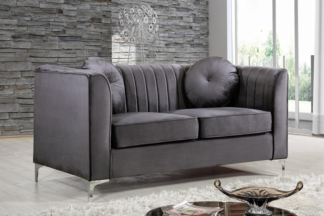 Isabelle Grey Velvet Loveseat