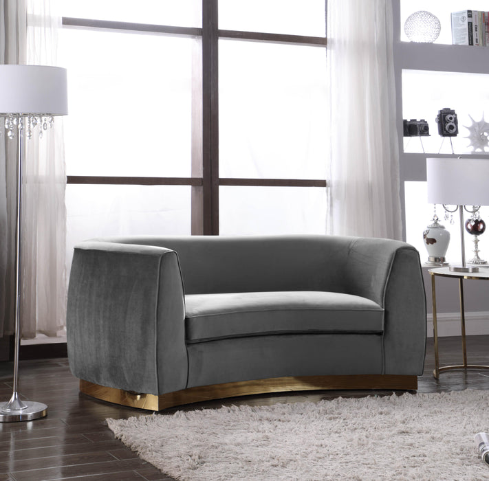 Julian Grey Velvet Loveseat