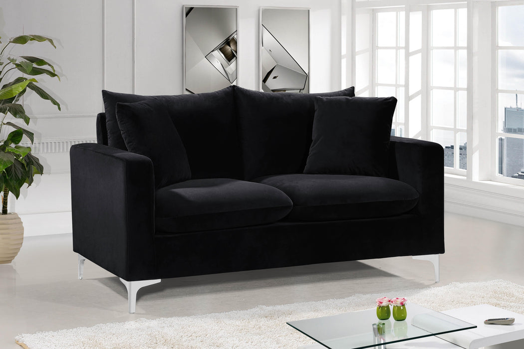 Naomi Black Velvet Loveseat