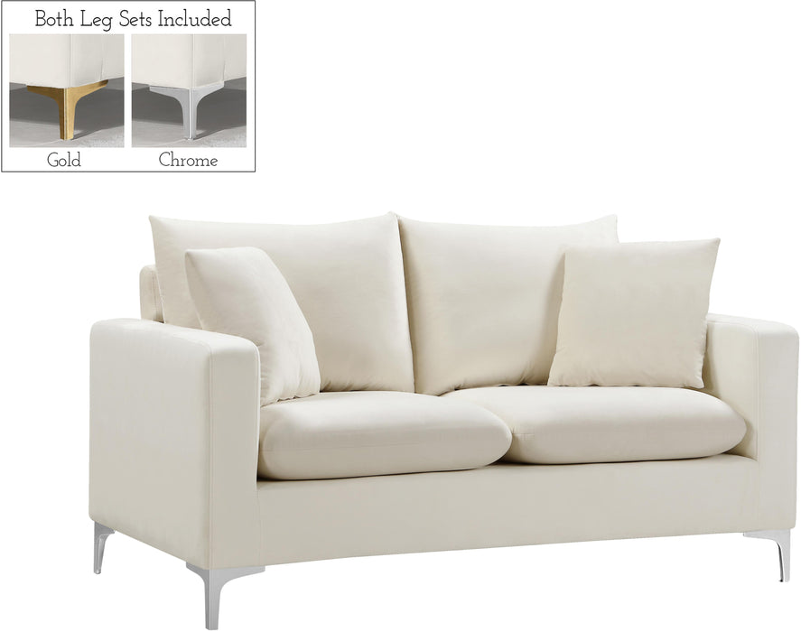 Naomi Cream Velvet Loveseat