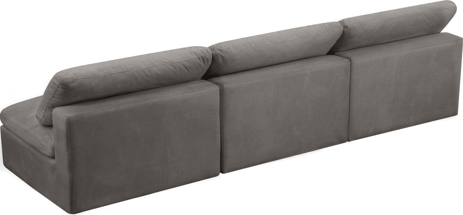 Cozy Grey Velvet Cloud Modular Armless Sofa