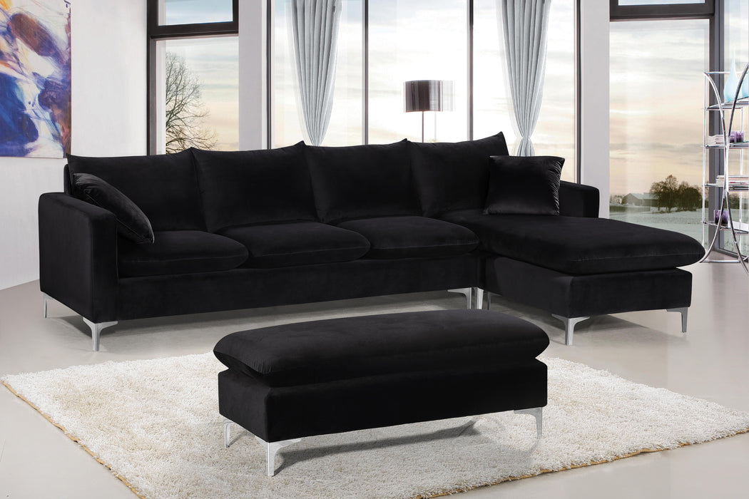 Naomi Black Velvet 2pc. Reversible Sectional