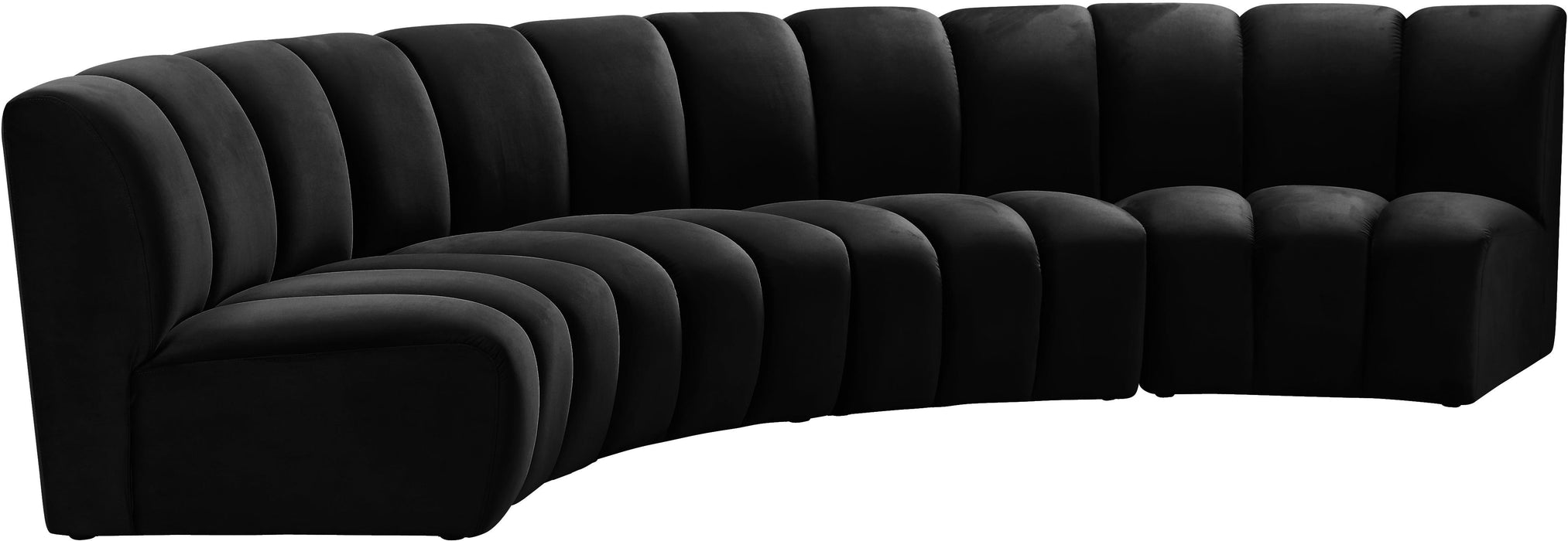 Infinity Black Velvet 4pc. Modular Sectional