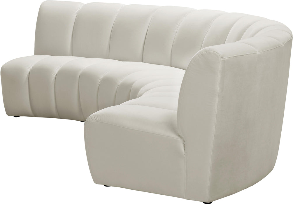 Infinity Cream Velvet 3pc. Modular Sectional