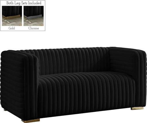 Ravish Black Velvet Loveseat image