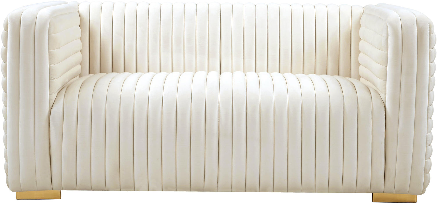 Ravish Cream Velvet Loveseat