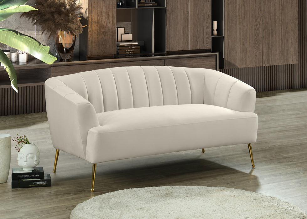 Tori Cream Velvet Loveseat