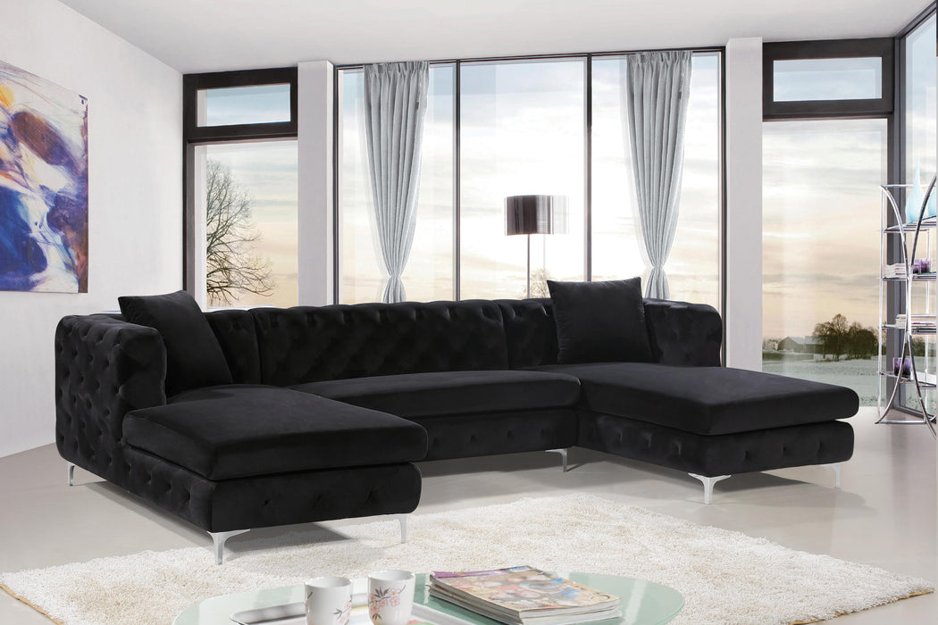 Gail Black Velvet 3pc. Sectional