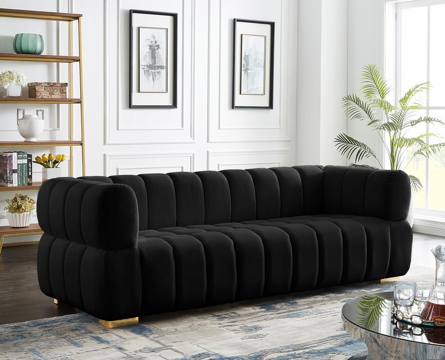 Gwen Black Velvet Sofa