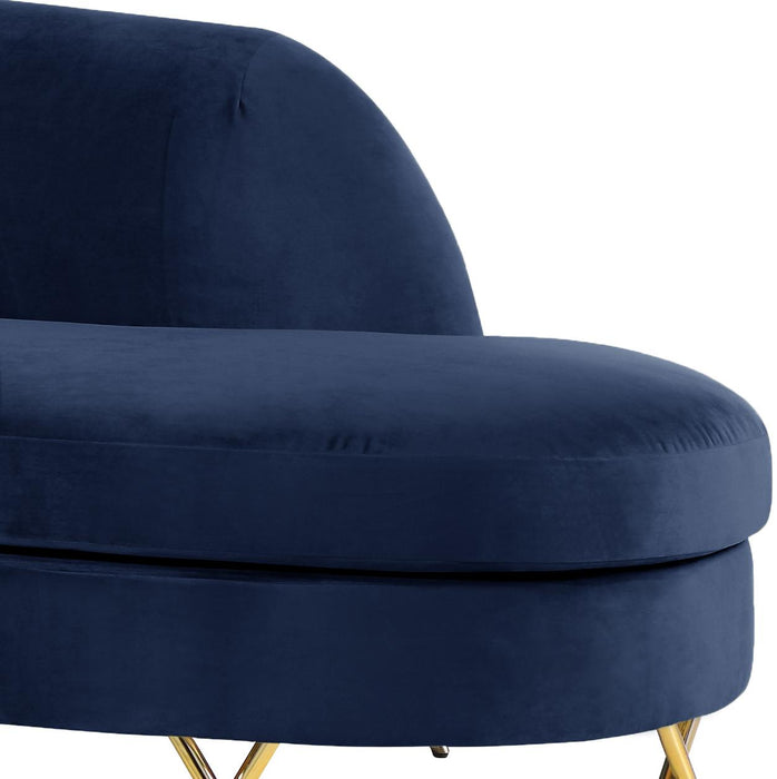 Serpentine Navy Velvet 3pc. Sectional