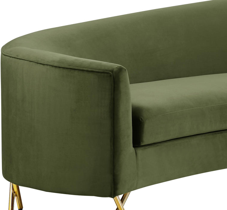 Serpentine Olive Velvet 3pc. Sectional