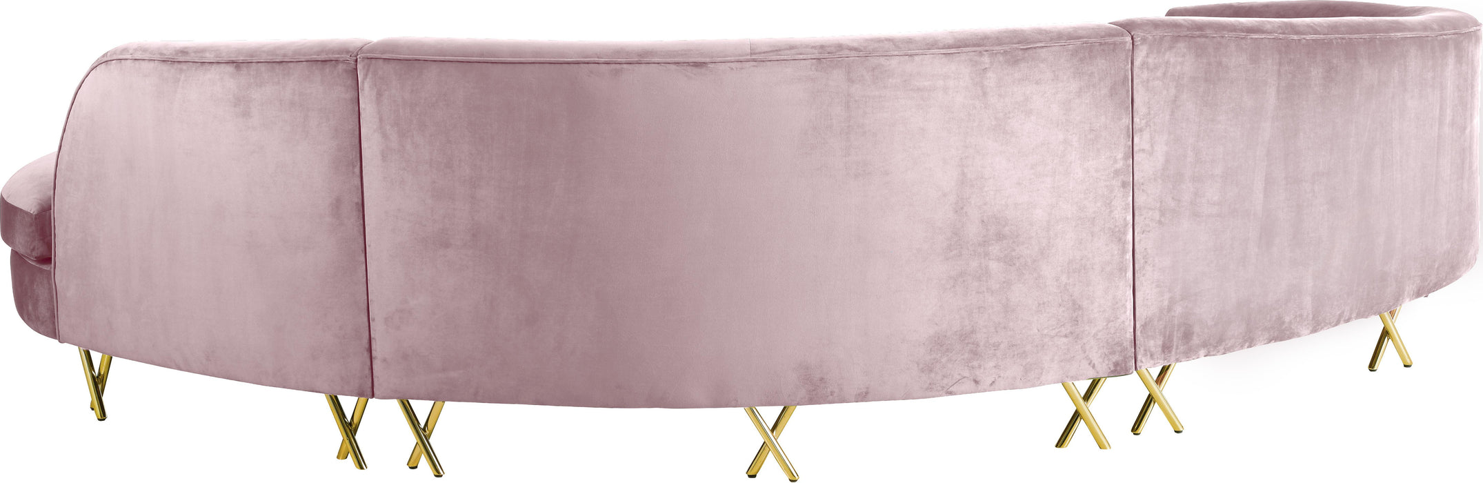 Serpentine Pink Velvet 3pc. Sectional