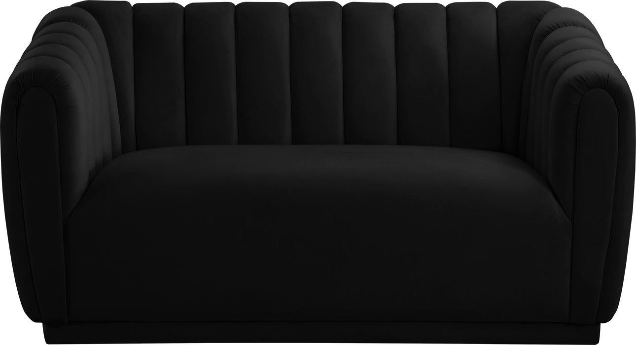 Dixie Black Velvet Loveseat