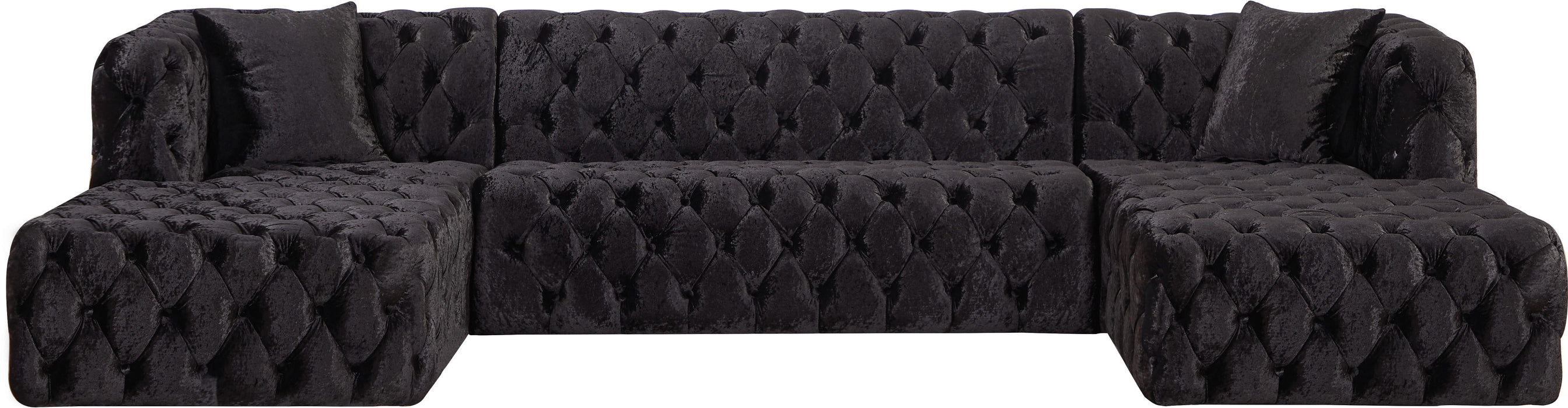 Coco Black Velvet 3pc. Sectional (3 Boxes)