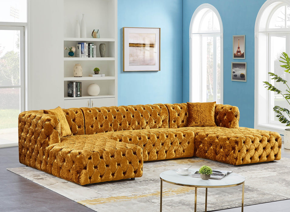 Coco Gold Velvet 3pc. Sectional (3 Boxes)