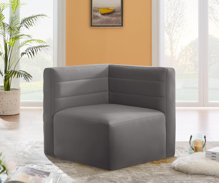 Quincy Grey Velvet Modular Corner Chair