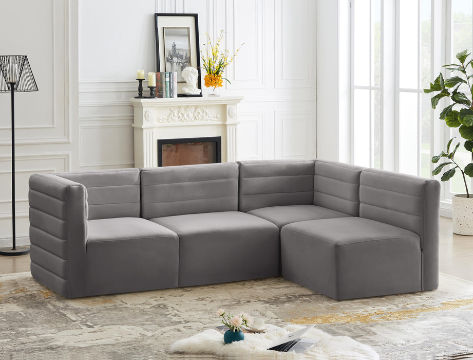 Quincy Grey Velvet Modular Sectional