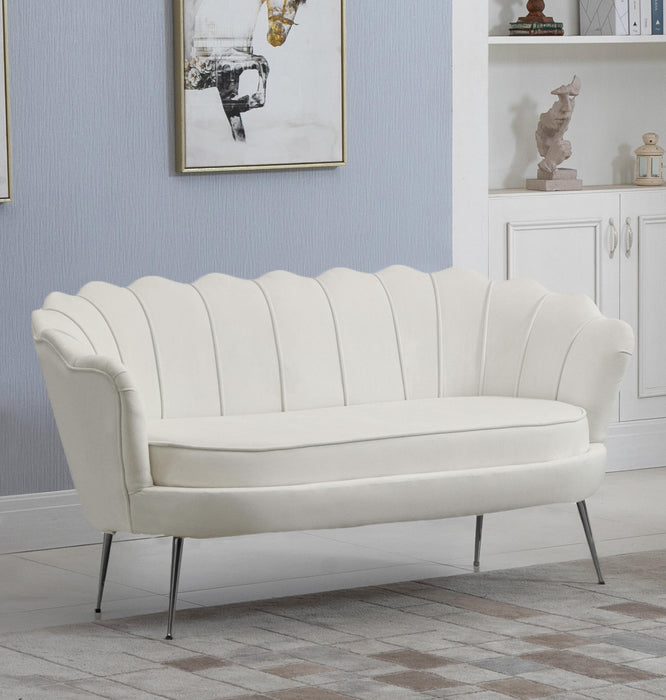 Gardenia Cream Velvet Loveseat