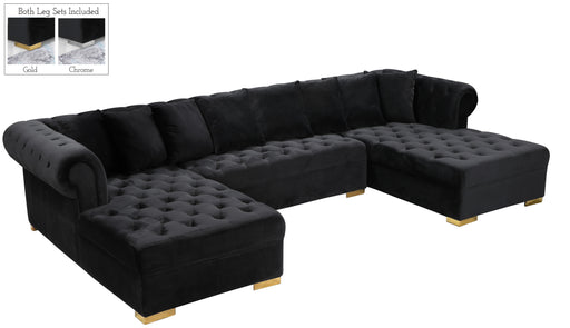 Presley Black Velvet 3pc. Sectional image