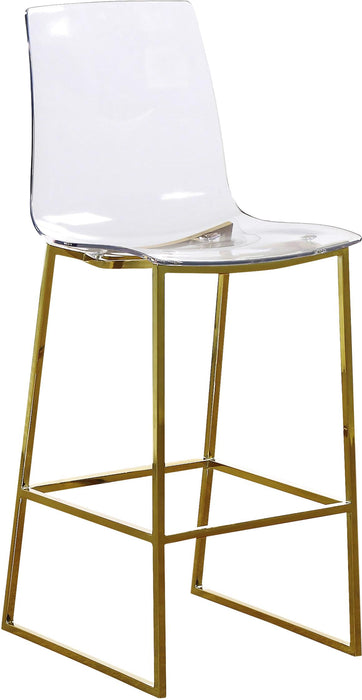 Lumen Gold Metal/Lucite Polycarbonate Stool