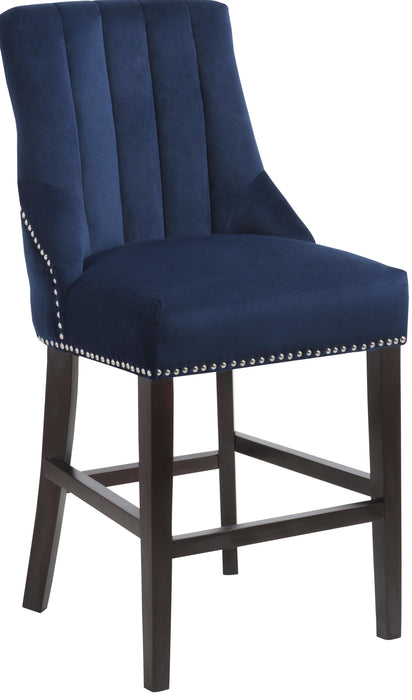 Oxford Navy Velvet Stool