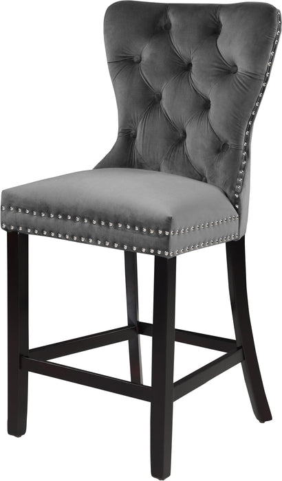 Nikki Grey Velvet Stool