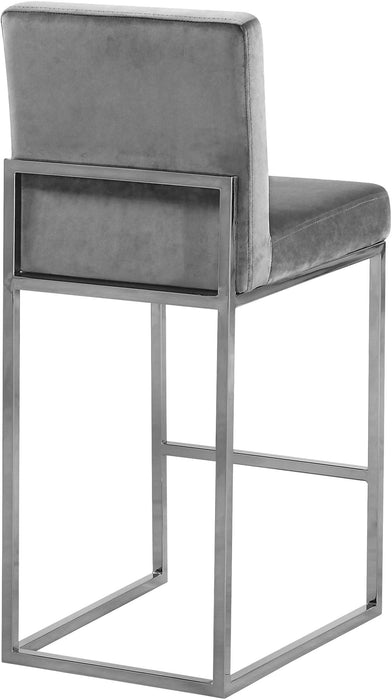 Giselle Grey Velvet Stool