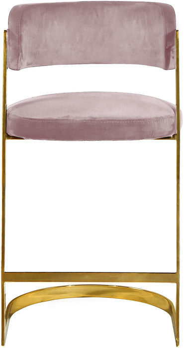 Stephanie Pink Velvet Stool