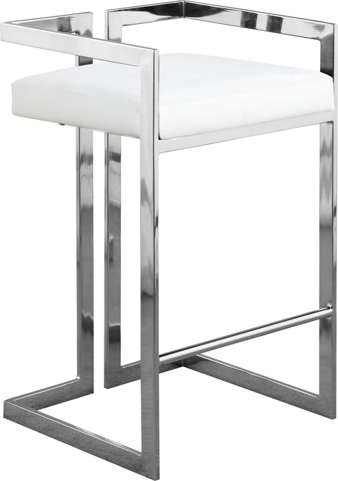 Ezra White Faux Leather Stool