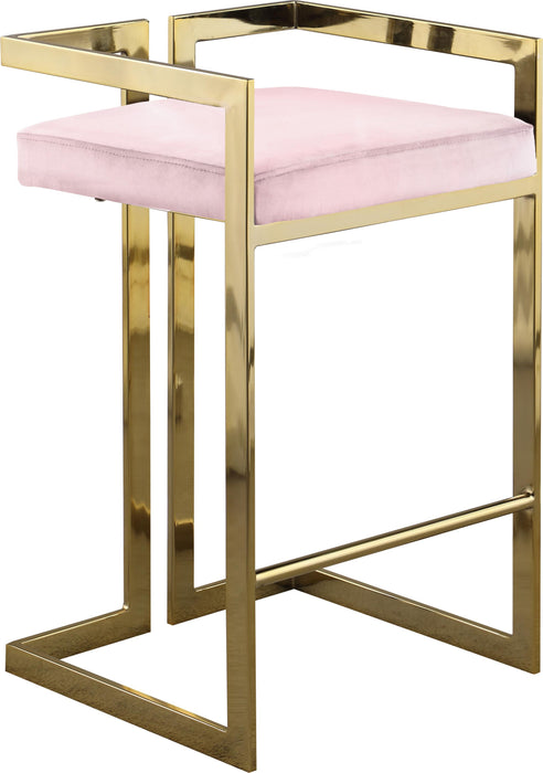 Ezra Pink Velvet Stool