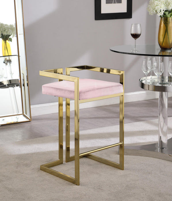 Ezra Pink Velvet Stool