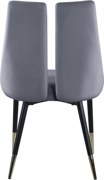 Sleek Grey Velvet Dining Chair