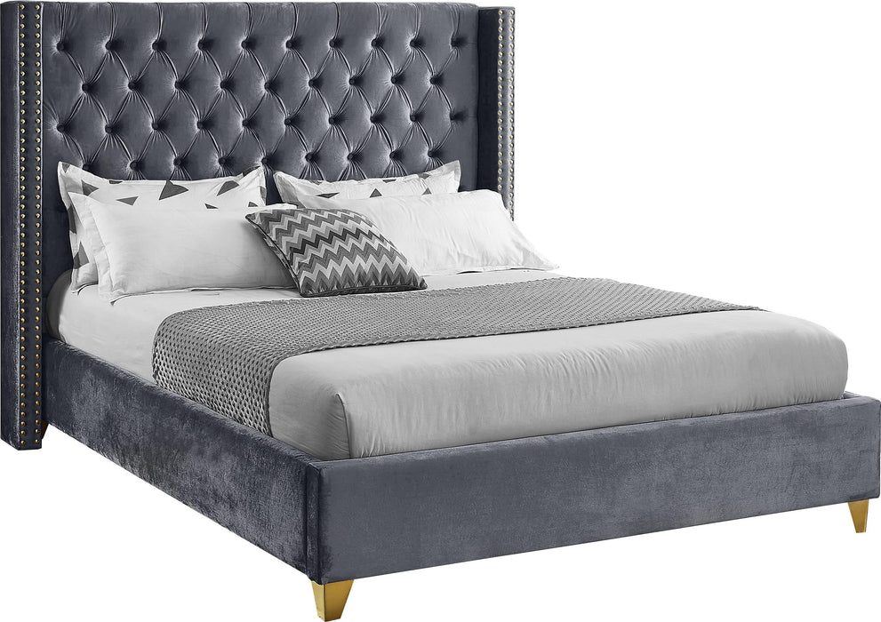 Barolo Grey Velvet Full Bed