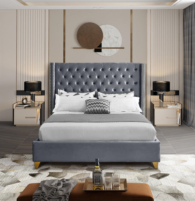 Barolo Grey Velvet King Bed