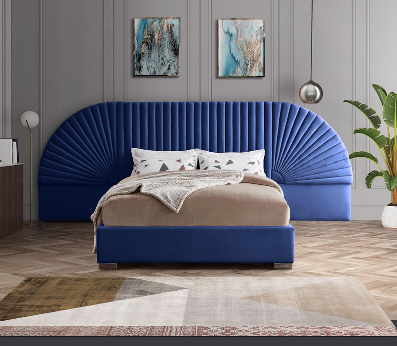 Cleo Navy Velvet King Bed (3 Boxes)