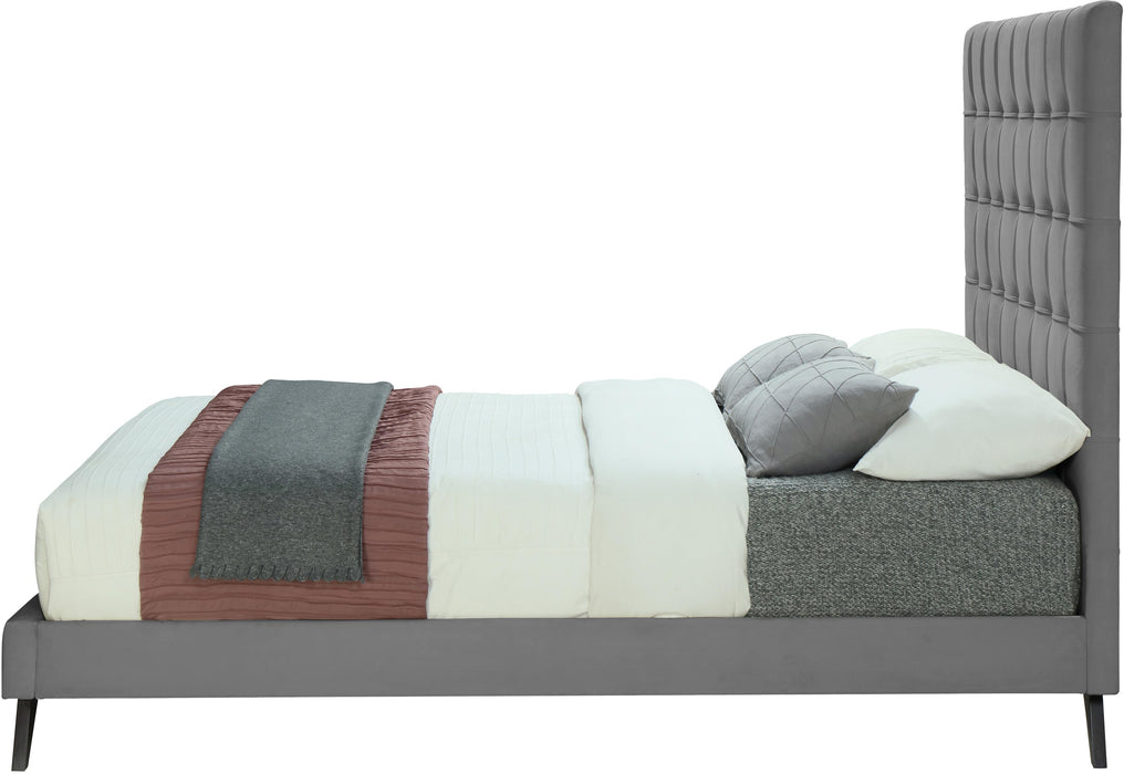 Elly Grey Velvet King Bed