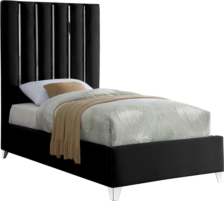 Enzo Black Velvet Twin Bed image