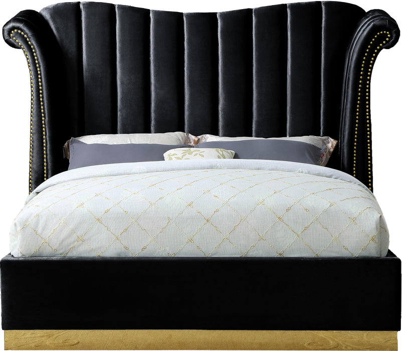 Flora Black Velvet King Bed (3 Boxes)