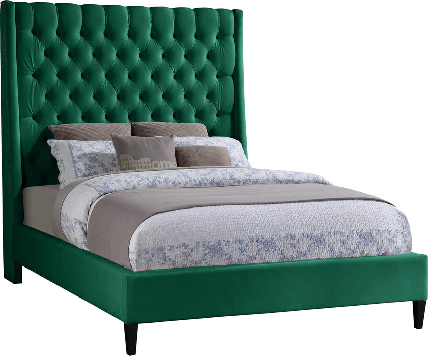 Fritz Green Velvet Queen Bed