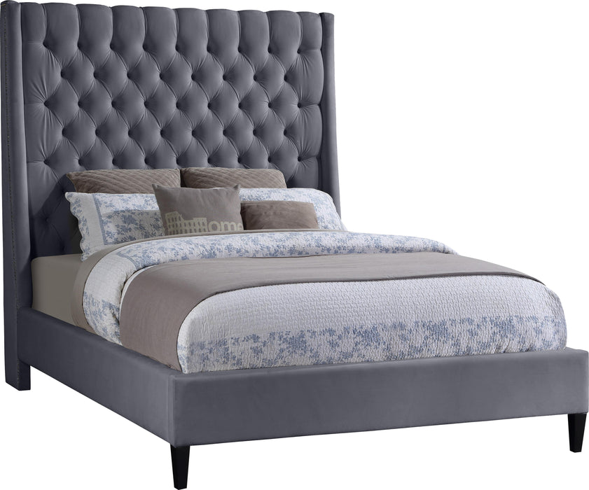 Fritz Grey Velvet King Bed