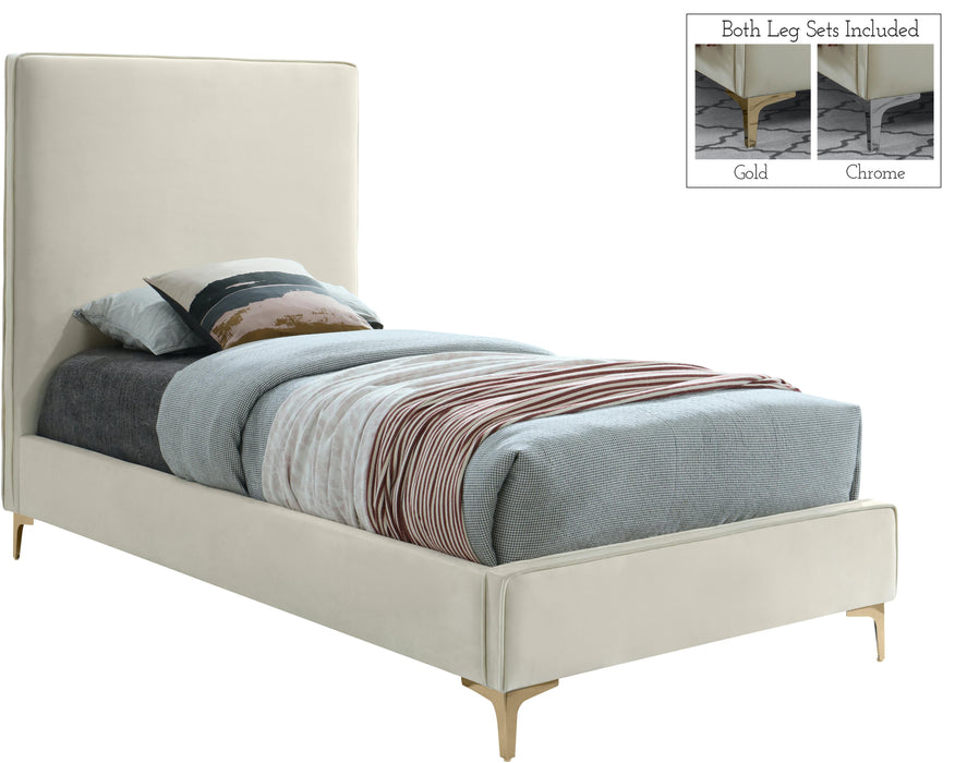 Geri Cream Velvet Twin Bed image