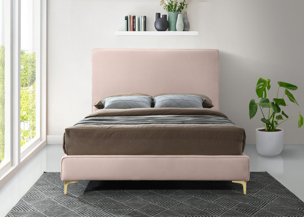 Geri Pink Velvet Queen Bed