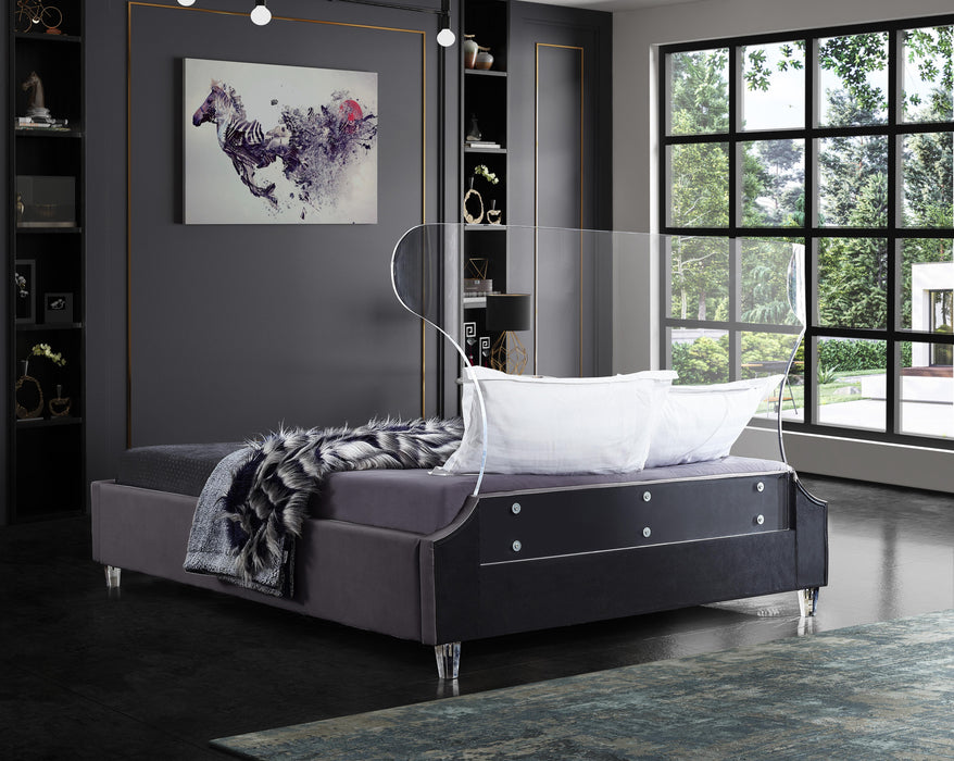 Ghost Grey Velvet King Bed