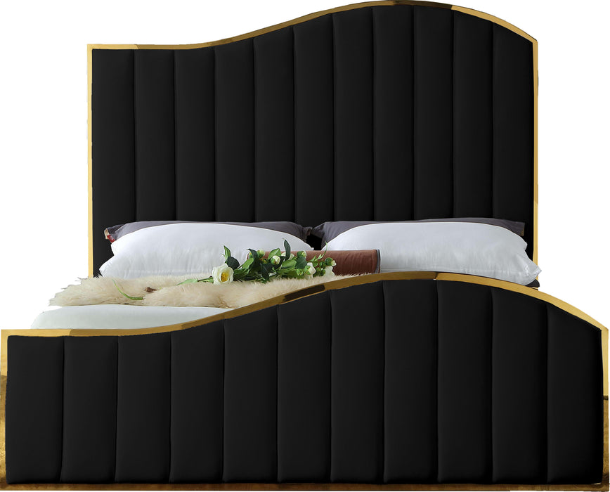 Jolie Black Velvet King Bed (3 Boxes)