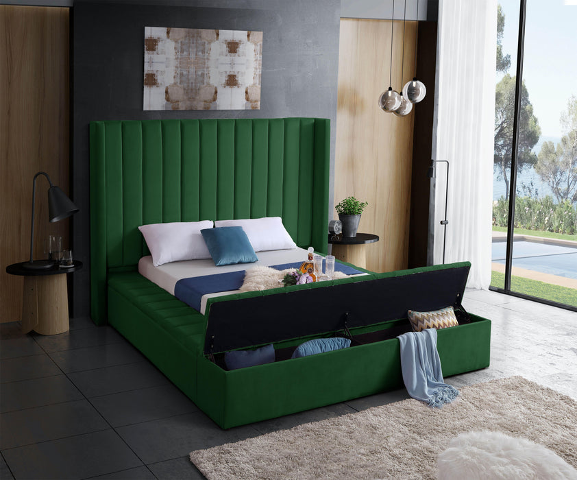 Kiki Green Velvet Full Bed (3 Boxes)