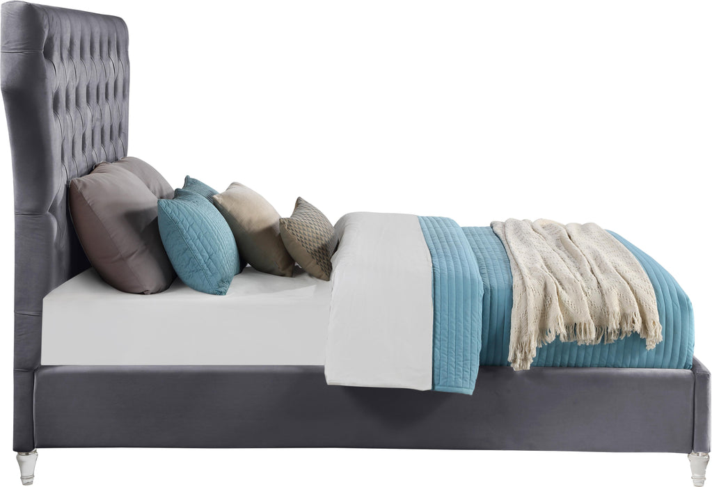 Kira Grey Velvet King Bed