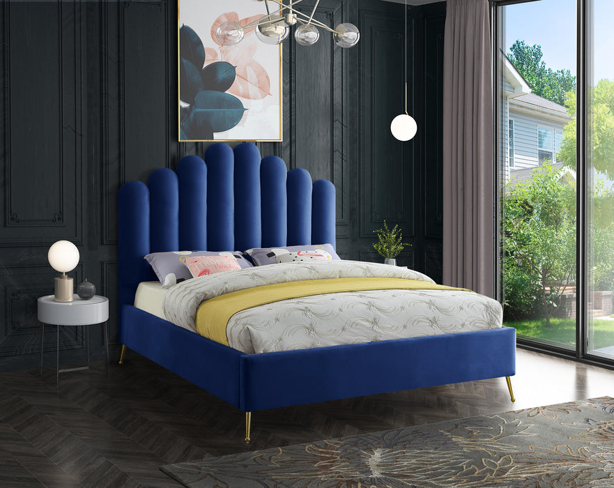 Lily Navy Velvet Full Bed