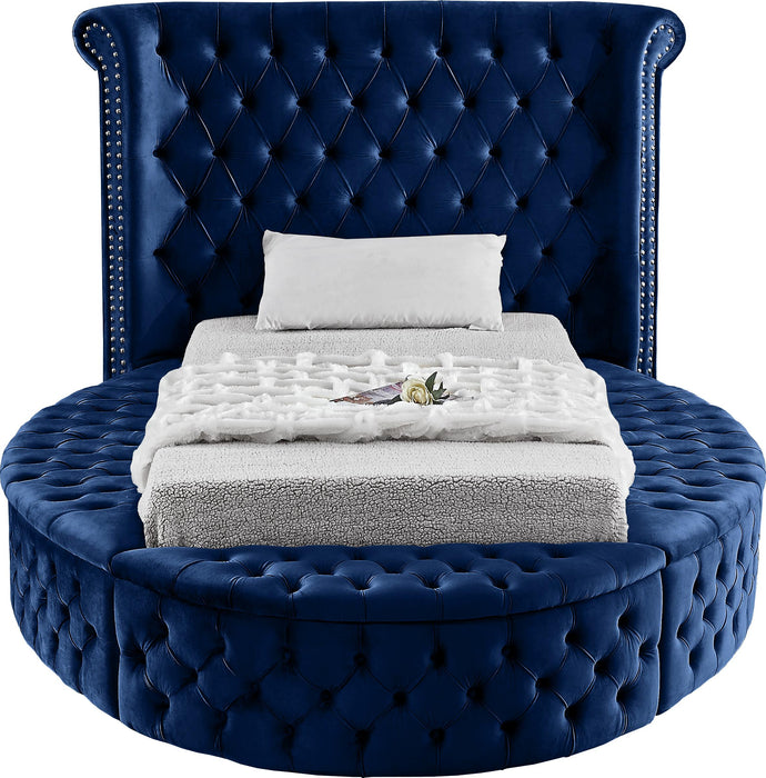 Luxus Navy Velvet Twin Bed (3 Boxes)