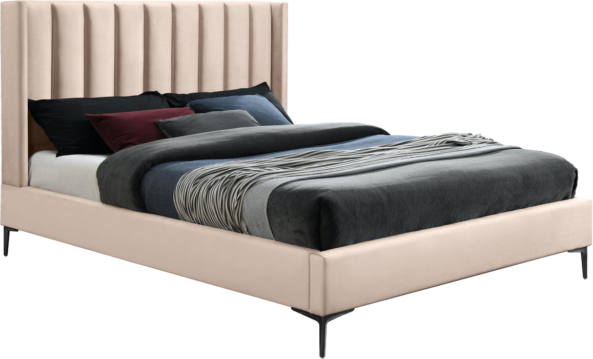 Nadia Pink Velvet King Bed